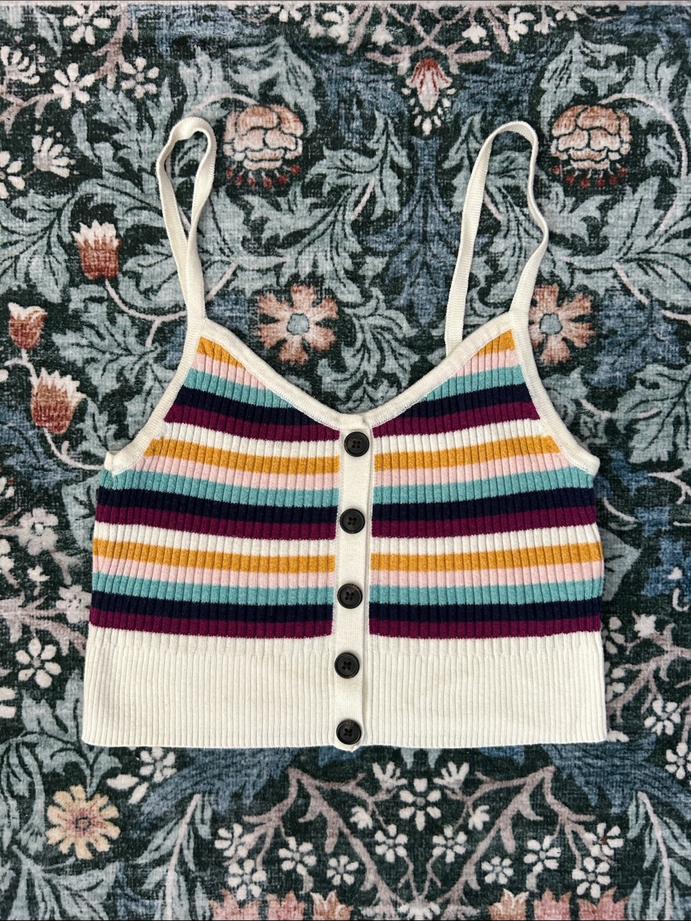 American Eagle Striped Knitted Cropped Tank